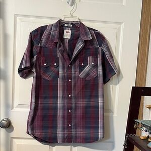 Levi's Red and Blue Plaid Button Down Shirt